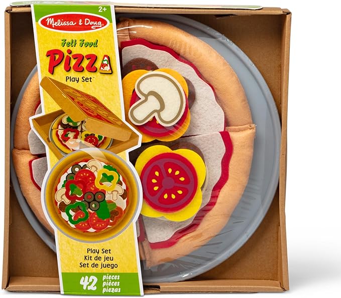 Melissa & Doug Felt Food Mix And Match Pizza Play Food Set - 42 Pieces Felt Pizza Play Set For Kids Kitchen, Pretend Toy For Toddlers And Kids Ages 2+
