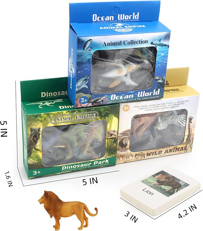 36 Small Animal Figurines Learning & Education Toys, Plastic Realistic Dinosaur Zoo Jungle Safari Sea Ocean Animal Figures, Preschool Learning Activities Matching Game Science Toys