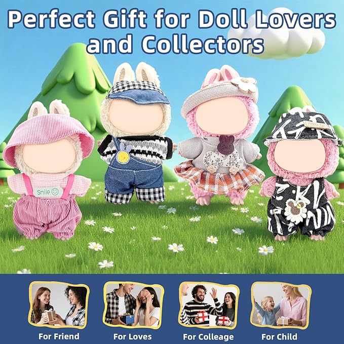 4 Pack—17 cm Doll Clothes for Cute Accessories for Fashion，Perfect for Play & Display, Dolls Clothing Girl Chic Style Set Elegant Dress Accessories(No Dolls and Shoes) (Set I)