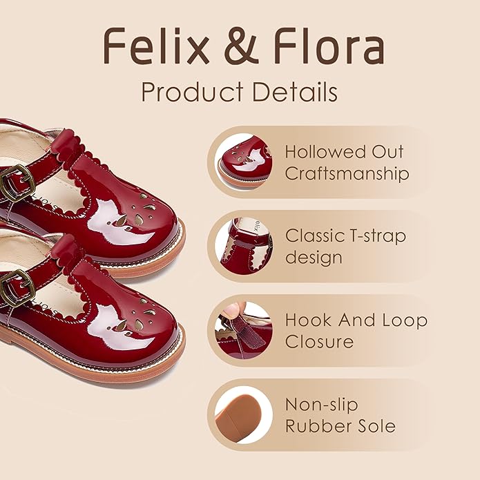 Felix & Flora Toddler Little Girl Mary Jane Dress Shoes - Ballet Flats for Girl Party School Shoes
