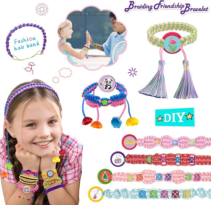 Coiinala Friendship Bracelet Making Kit for Girls, DIY Bracelets Maker Jewelry String Braiding Set Toys - Best Gifts Ideas Arts and Crafts String Maker for Kids Age 7 8 9 10 11 12 Year Old, Blue