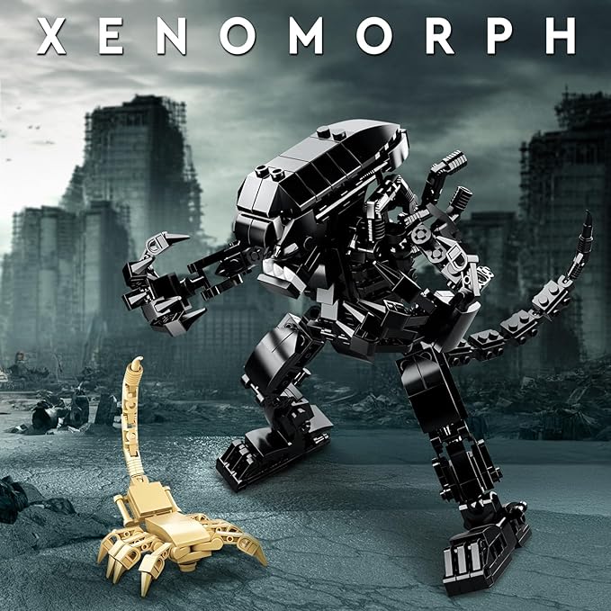 HIGH GODO Xenomorph Building Sets for Adult,442 Pieces Horror Action Figure Toy with Little Facehugger,Gifts for Boys Aged 8-14, Perfect for Birthdays, Christmases, Halloweens