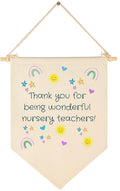 Thank You Gift for Nursery Teacher-End of Term Gift for Daycare Teacher,Nursery Worker,Teacher Ta School Nursery-Rainbow Teacher Leaving Present-Canvas Hanging Pennant Flag Banner Wall Sign Decor