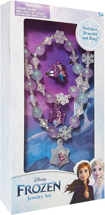 LUV HER Girls Jewelry Set - Dress Up Toy Jewelry Box Set with Bead Necklaces, Bracelets, and Rings - Frozen Play Accessories - Ages 3+