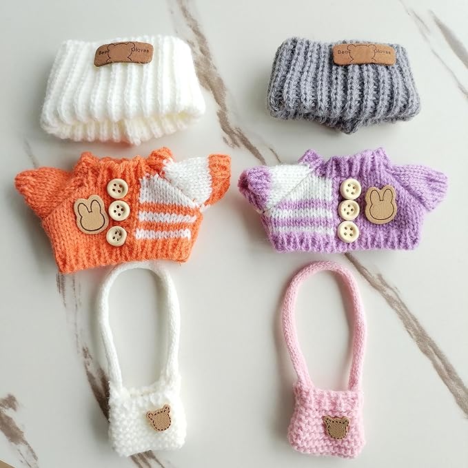 15cm & 17cm Doll Clothes Outfits Set - Premium Dress Up Bundle with Exquisite Accessories | Soft Fabric Fashion Doll Costume for 15-17cm Dolls (2set Purple+Orange)