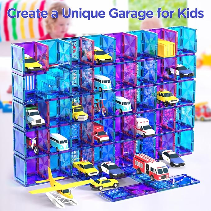 Magnetic Tiles, 116PCS Magnet Building Blocks, 3D Diamond Magnetic Blocks, Construction Stem Toys for Kids, Educational Toys for Boys Girls Ages 3 4 5 6 7 8 (116 PCS)