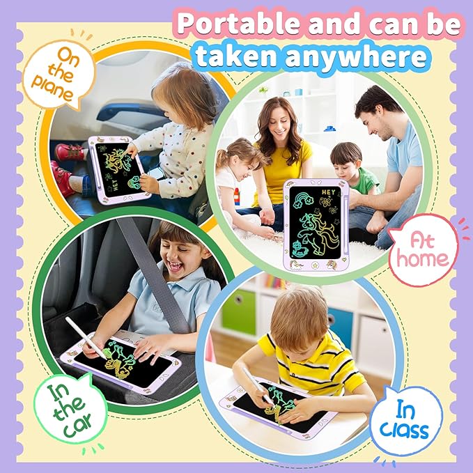LCD Writing Tablet for Kids, Colorful Screen Drawing Board for 3-7 Year Old Boys & Girls - Educational Toys for Birthday & Christmas (Unicorn)