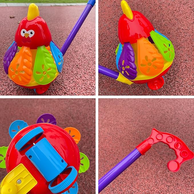 Interactive Youngsters' Toy Car with Spinning Wings & Jingle Bell - Educational Fun for Christmas, Halloween, Thanksgiving, Birthday Gifts, Rooster Toys - (Color Random)