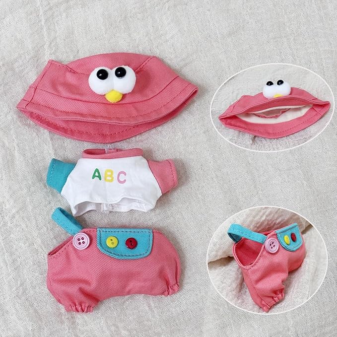 Clothes for 17cm Doll, Cute Hat & Outfit Set for Dolls, Adorable Dress-Up Accessories for Doll (Red Bird)
