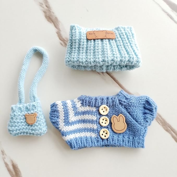 15cm & 17cm Doll Clothes Outfits Set - Premium Dress Up Bundle with Exquisite Accessories | Soft Fabric Fashion Doll Costume for 15-17cm Dolls (Blue)