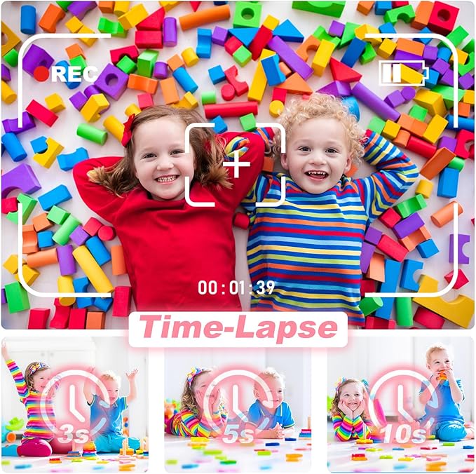 Kids Camera Instant Print, Dinosaur Kids Digital Toddler Camera,1080P with 32G SD Card, Kids Toy Birthday Gifts Portable Toy for 3-12 Year Old Girls Boys (Pink)
