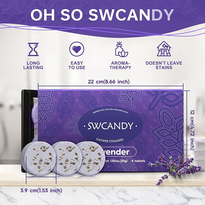 Shower Steamers Aromatherapy Birthday Day Gifts 8 Pcs Lavender - Shower Bombs with Essential Oils Bath Bombs Birthday Gifts for Women