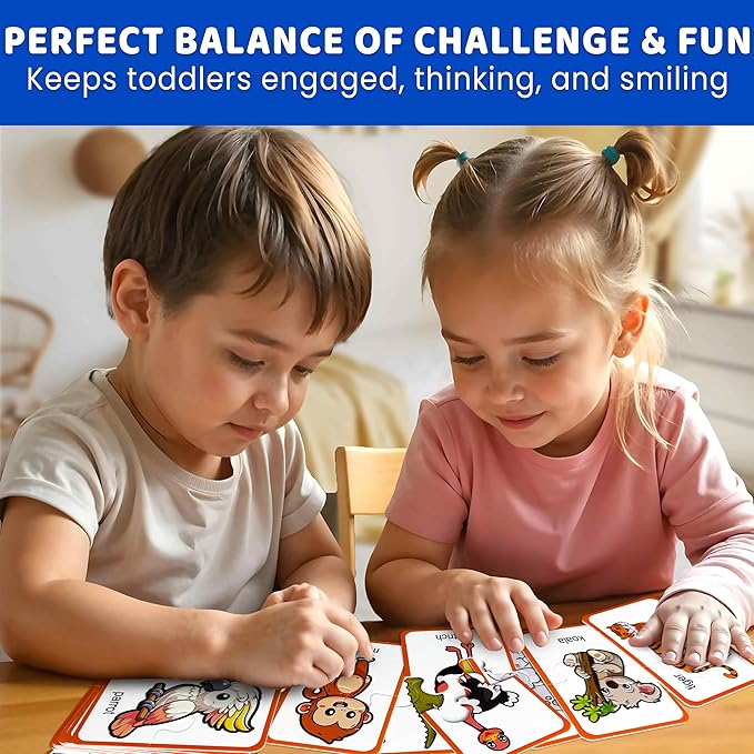 QUOKKA Toddler Puzzles Ages 2-4 – 100% Self-Correcting 16 Matching Pairs of Wild Animals – Educational Toddler Puzzles Ages 1-3 with 32 Pieces - Memory Matching Games for 3-5 Years Old Boys and Girls