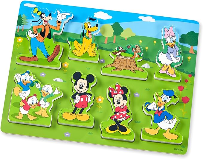 Melissa & Doug Disney Mickey Mouse Wooden Chunky Puzzle – 8-Piece Disney Character Puzzle for Toddlers and Kids Ages 2+
