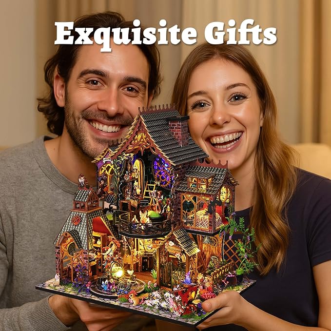 Flever Dollhouse Miniature DIY House Kit Creative Room with Furniture for Romantic Artwork Gift (Magic Forest)