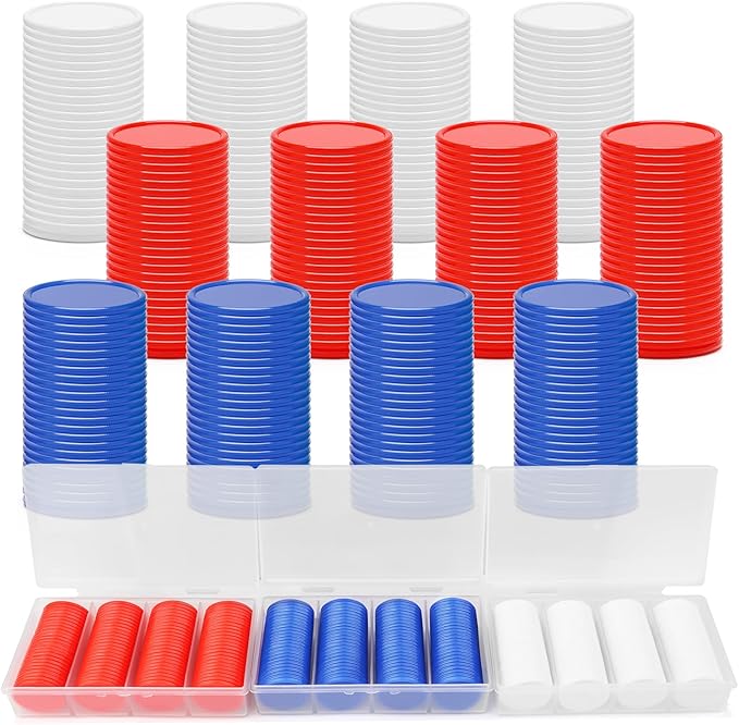 300Pcs 3 Colors Bingo Chips with Sorting Storage Box, 1 Inch Plastic Poker Chips Learning Counters, Counting Discs for Fun and Learning (1 inch)