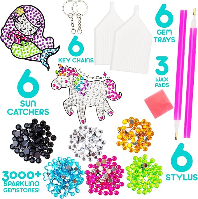 Blue Squid Diamond Art Kits for Kids – Mermaid, Unicorn & Under The Sea - Fun & Easy DIY 5D Gem Art Kids Diamond Painting Kit - Arts & Crafts Kit, Girls, Boys Ages 6-12