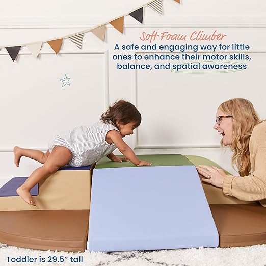 ECR4Kids SoftZone Little Me Wall Climb and Slide, Beginner Playset, Earthtone