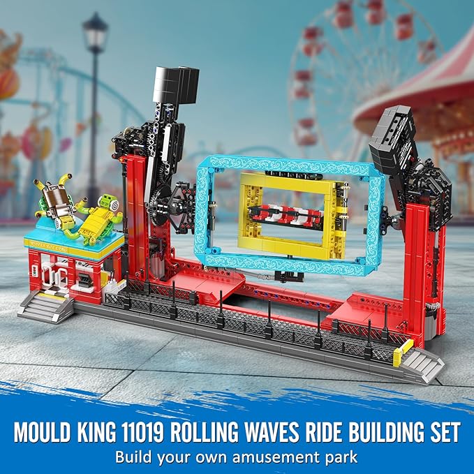 Mould King Rolling Swing Ride Building Blocks Set, 2118+ Pieces Amusement Park Model Kit with Motors, Creative Engineering City Sets, Collectible Building Toys for Teens, Adults