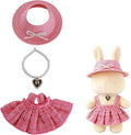 17cm Doll Clothes Set 3-Piece Pink Outfit Set with Pink Dress Necklace Hat Accessories for 17cm Plush Dolls, Clothes Only, No Doll Included