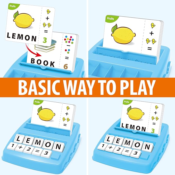 Matching Letter Games,Learning Educational Toys 2 in 1, Numerical Equality Games,Alphabet Spelling Reading Flash Cards,Early Education Gift Toys for 3,4,5,6,7 Year Olds (Blue)