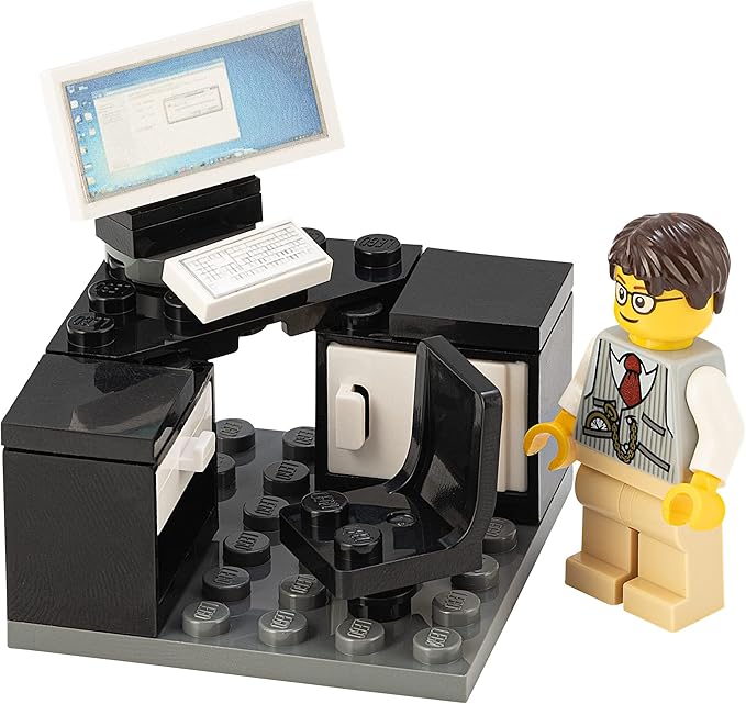 Custom Toys & Hobbies INC Building Bricks Businessman Lawyer Office Setup- Premium Quality Desk Keyboard Computer & Minifigure Holiday Birthday Gift for Kids