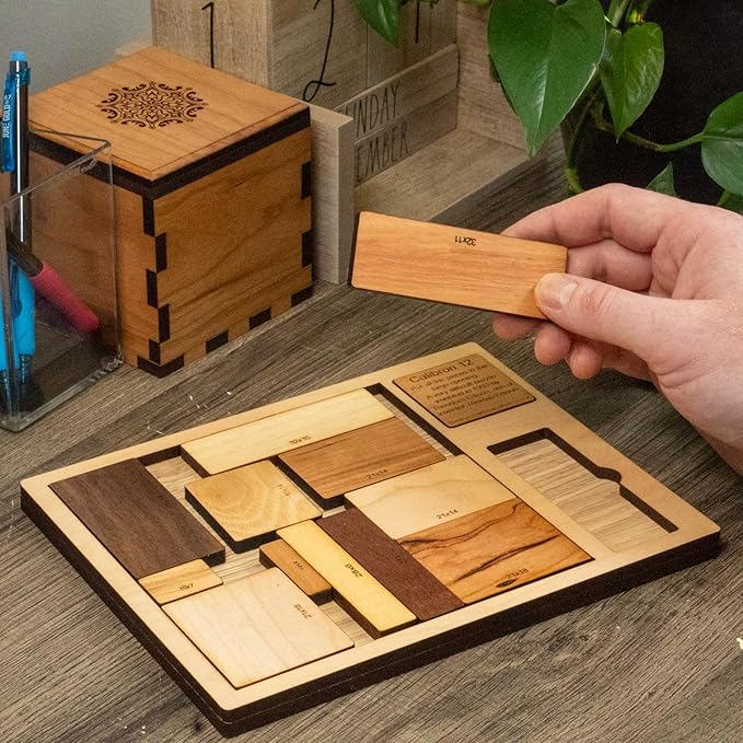 Creative Crafthouse Calibron 12 - Impossible 12 Piece Wooden Brain Teaser for Adults - Very Difficult Wood Puzzle - Made in USA