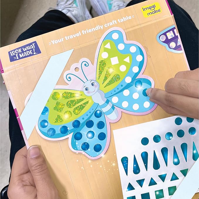 Imagimake Mirror Mosaic Butterfly & Peacock Kids Art Set | DIY Craft Kit | Foil Stickers for Kids | Mosaic Kit | Travel Toys | Birthday Gift for Girls and Boys Ages 3,4,5,6,7,8