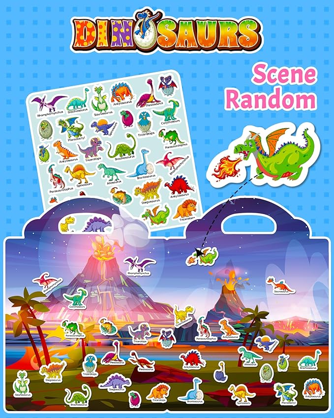 Reusable Sticker Book for Toddlers 2-4 Years, Stickers for Kids, Toddler Craft Activities, Toddler Travel Toys Ages 2+ Boy Girl Birthday Gifts