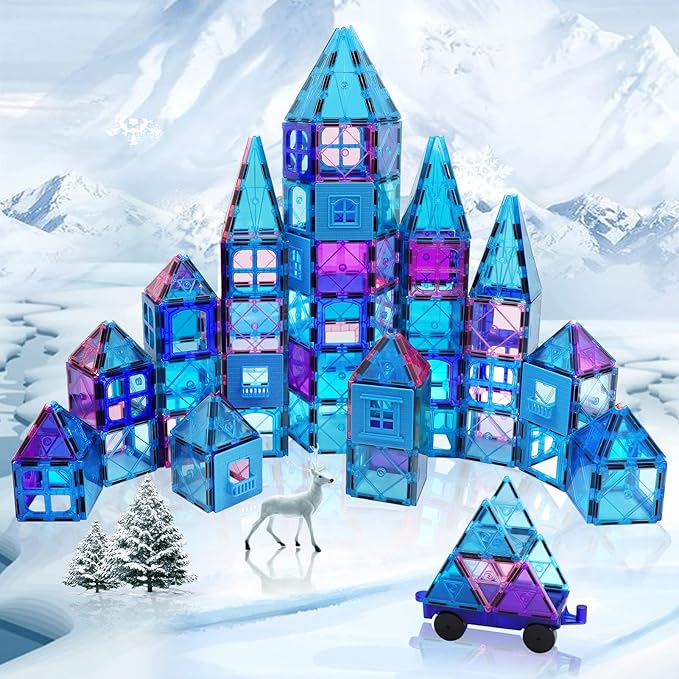 Magnetic Tiles Kids Toys for 3 4 5 6 7 8+ Year Old Boys Girls Toys Castle Princess Magnetic Building Blocks Educational Toddler Gifts Toy Age 2-4 5 6-8 Year Old Girl Boy Birthday