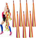 12 Pieces Rainbow Dance Ribbons, Colorful Dancing Rhythm Streamers, Hand Held Gymnastics Ribbons for Gym, Training, Artistic Dancing, Birthday Party Gift Decoration