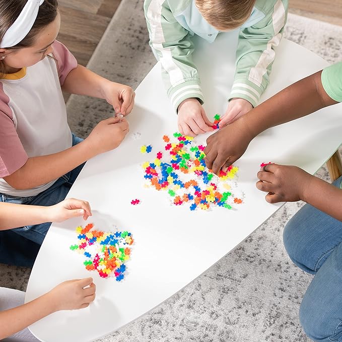 Plus Plus 70 Piece Interlocking Building Blocks for Kids, Open Ended Connecting Toys, Stem Bin Classroom Mini Manipulatives - Neon Mix Play Tube