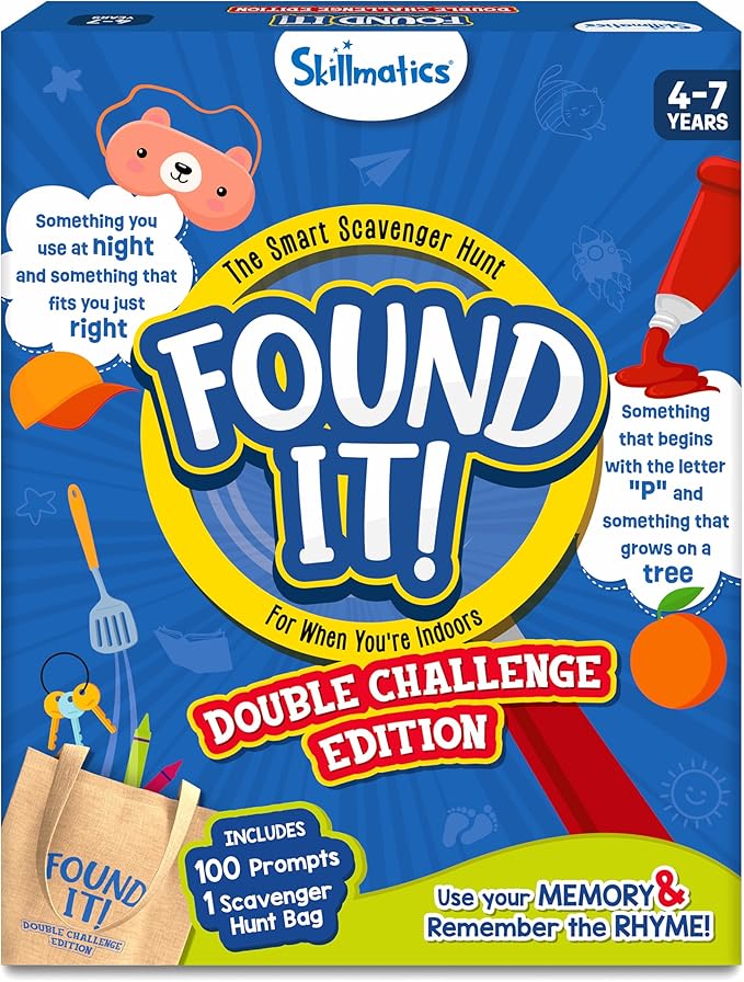 Skillmatics Indoor Scavenger Hunt Card Game - Found It Double Challenge, Learning Toys, Educational, Gifts for Kids, Boys, Girls and Families, for Ages 4, 5, 6, 7, Perfect for Home, School, Playdates
