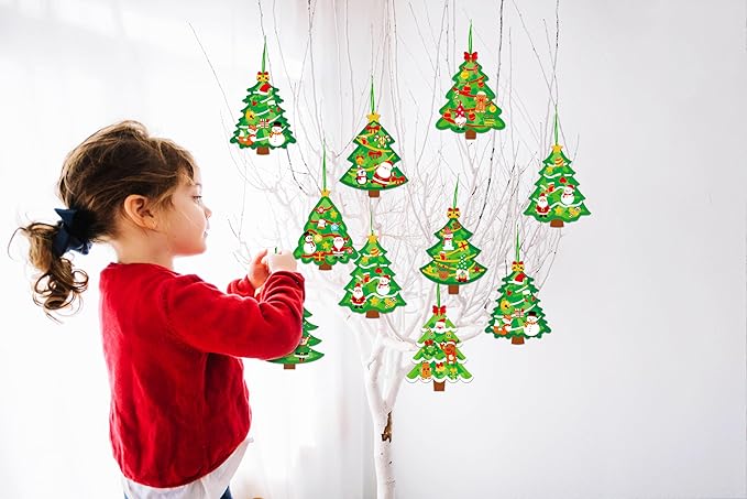 40PCS Christmas Crafts Bulk: Xmas Tree Paper Suncatchers DIY Kit for Winter Holiday Activities Decorations, Window Stained Glass Effect Art Ornaments