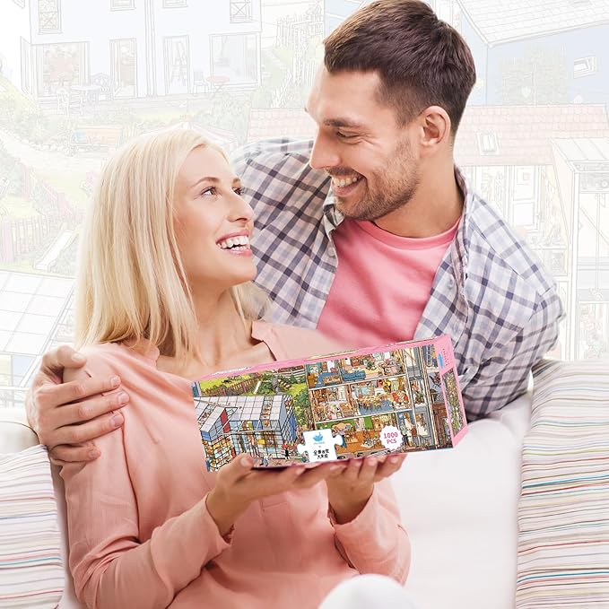 MOMIBOOK Puzzles for Adults 1000 Piece Jigsaw Puzzles of Wonderful! A Big Family, Painting Image Difficult Challenging Hard Impossible Puzzle, Cute Funny Toys & Games Christmas Birthday Gifts