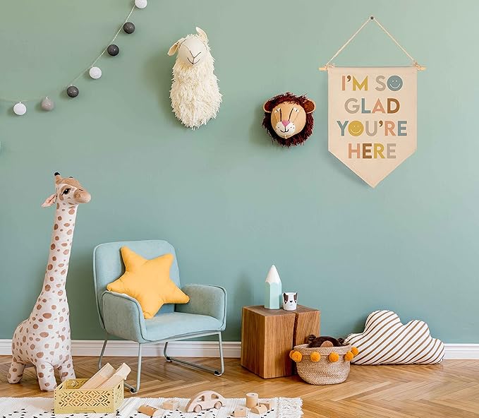 I'm So Glad You're Here-Classroom Decor-Teacher Gifts-Inspirational Classroom Decor-Welcome Poster-Canvas Hanging Pennant Flag Banner Wall Sign-Positive Affirmation Motivational Quote