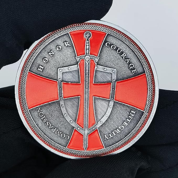 Christian Warrior Challenge Coin - The Knight Templar Coin Red Cross Religious Collection Coin