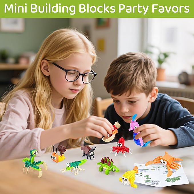 36 Packs Small Animal Mini Building Blocks Set Party Favors for Kids 4-8, Goodie Bags Stuffers for Kid, Prize Box Toys for Kids Classroom