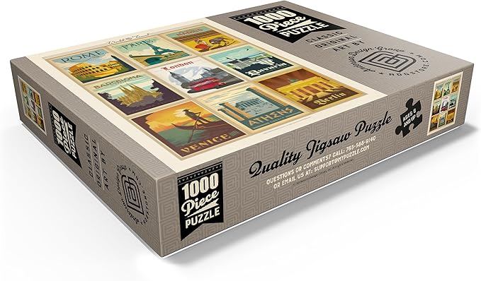 MyPuzzle World Travel: Multi-Image Print - Edition 1, Vintage Poster - Premium 1000 Piece Jigsaw Puzzle for Adults