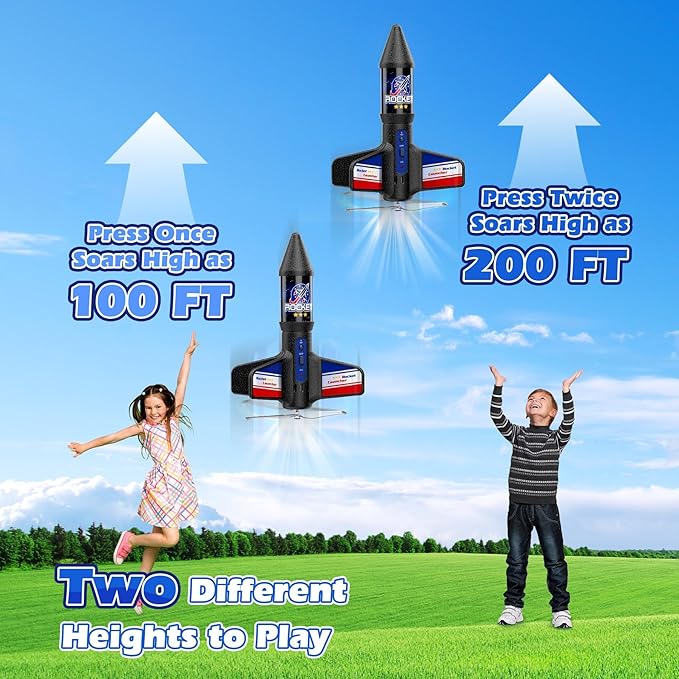 Rocket Launcher Toy for Kids,Self Launching Motorized Air Rocket with Parachute Launch Up to 200 Ft Model Toys Gifts for Boys Kids Ages 6 7 8 9 10 11 12 Classic