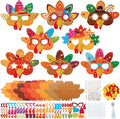 Bafeil 24 Sets Thanksgiving Turkey Masks Craft Kits DIY Turkey Face Mask Paper Art Craft Kit with Diamond Sticker for Fall Harvest Thanksgiving Party Favor Art Project Family Classroom Activity