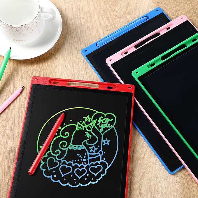 Epakh 4 Pcs 12 Inch LCD Writing Tablet Doodle Board for Kids Digital Erasable Drawing Pad with Colorful Screen Educational Christmas Gift for 3-10 Years Old Girls Boys(Colorful)
