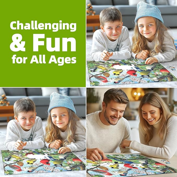 Flowers Birds 1000 Piece Puzzle for Adults Unique Puzzles for Adults 1000 Pieces Hummingbird Jigsaw Puzzles 1000 Pieces Family Challenging Puzzle (27.5"x19.6")