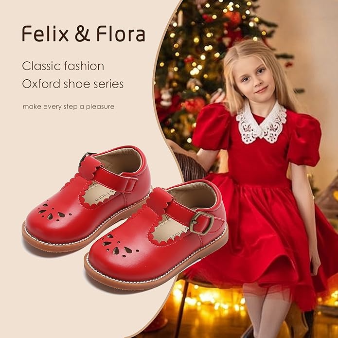 Felix & Flora Toddler Little Girl Mary Jane Dress Shoes - Ballet Flats for Girl Party School Shoes