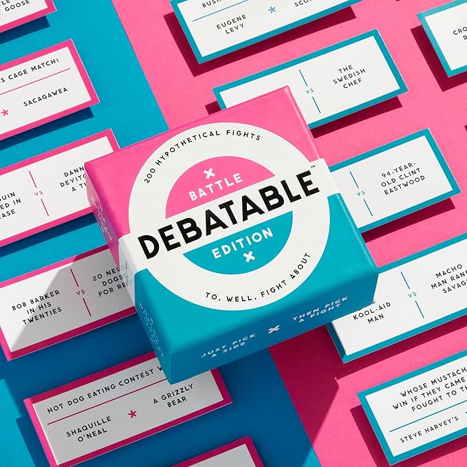 Brass Monkey Debatable Battle Edition – Social Party Game with 400 'Who Would Win in A Fight' Prompts to Argue About, 2+ Players