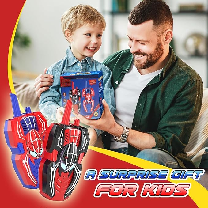 Walkie Talkies for Kids Long Range, Kids Walkie Talkies 2 Pack, Spider Toys for Boys 3-4 4-6 6-8 Outdoor Camping 2 Way Radio Toy, Birthday Toys for Ages 3-4 5-7 8-13