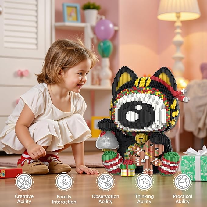 Lucky Cat Micro Building Blocks Set Laegr Animal Model Kits Toys Gift for Adult and Kids 7203 Pieces