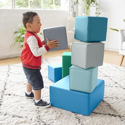 ECR4Kids SoftZone Big Foam Building Blocks, Soft Playset, Contemporary, 7-Piece