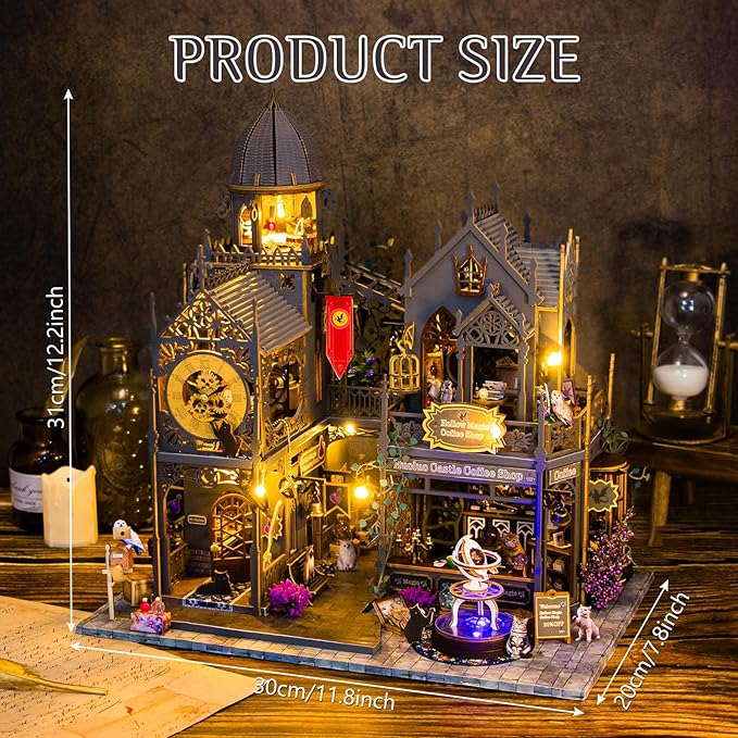 Miniature House Kit, Tiny House Kit with Light, DIY Mini House Building Kits for Adults to Building, Unique Gift for Birthday Christmas, Magic Castle