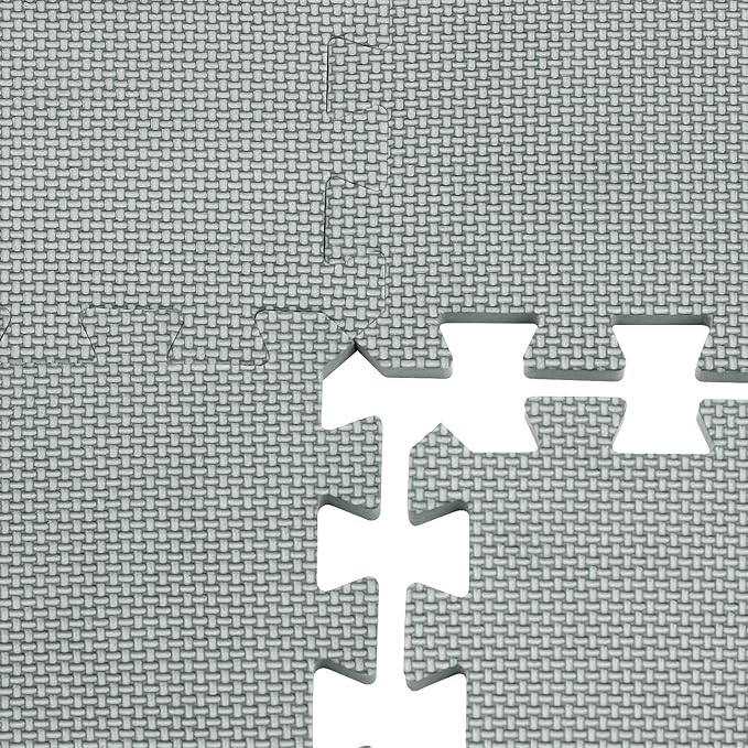 Yostrong® 18 Tiles Interlocking Puzzle Foam Baby Play Mat with Straight Edges for Playing - EVA Babies Crawling Mat | Rubber Floor Work Out Mats for Home Gym. Gray. YOC-Lb18S18